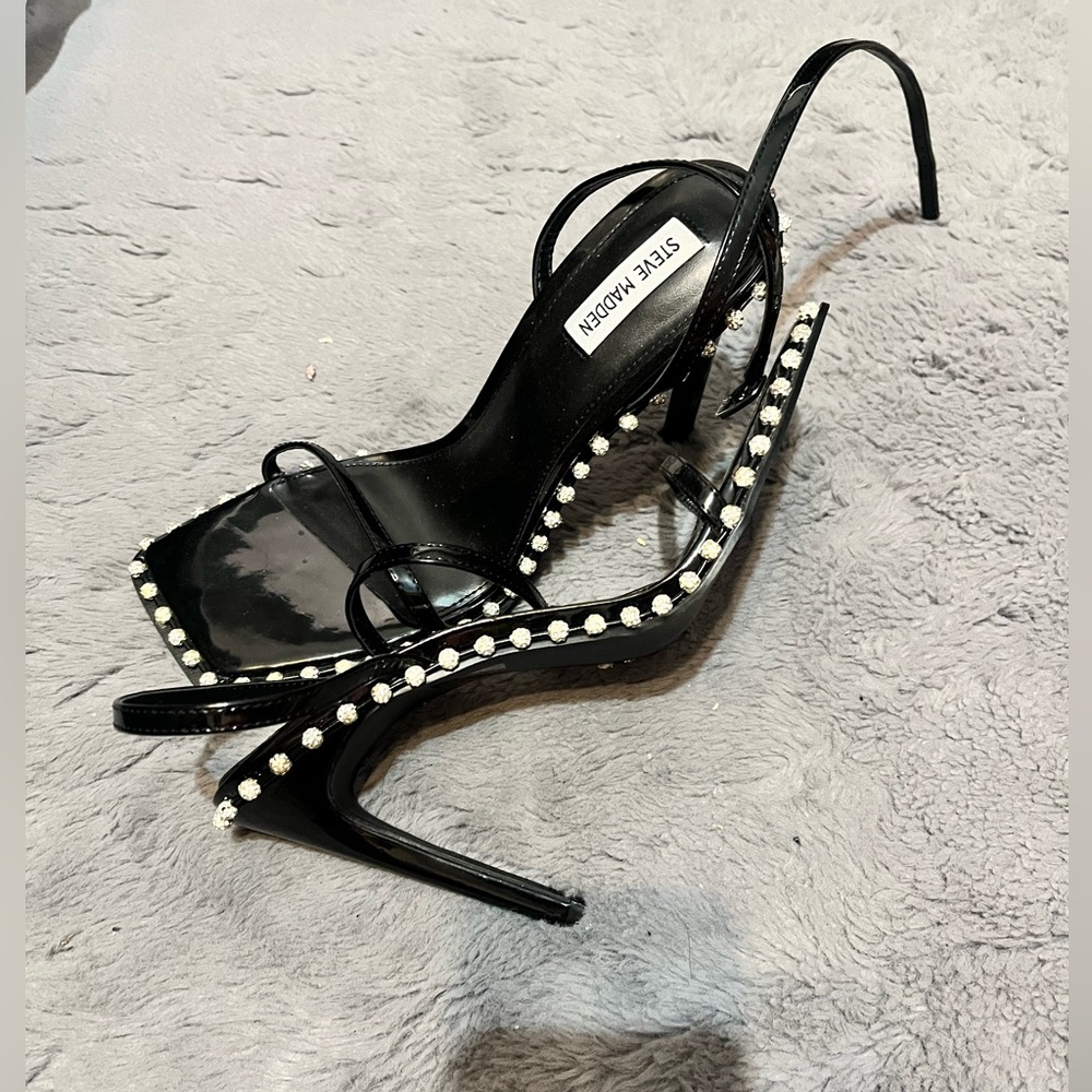 Black patent leather heels